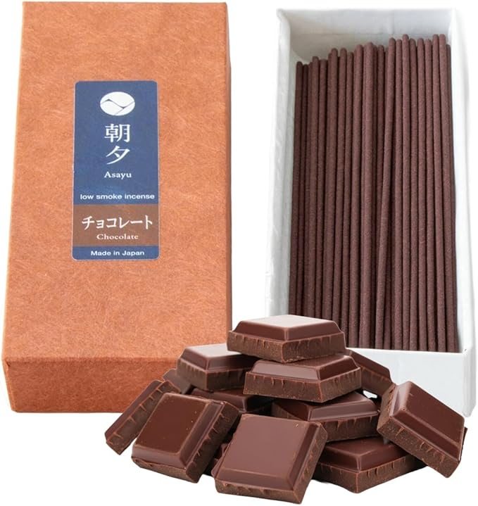Asayu Japan Incense Sticks with Low Smoke for Morning or Evening Meditation, Relax or Yoga, Made in Japan 40gr - Chocolate-Scent