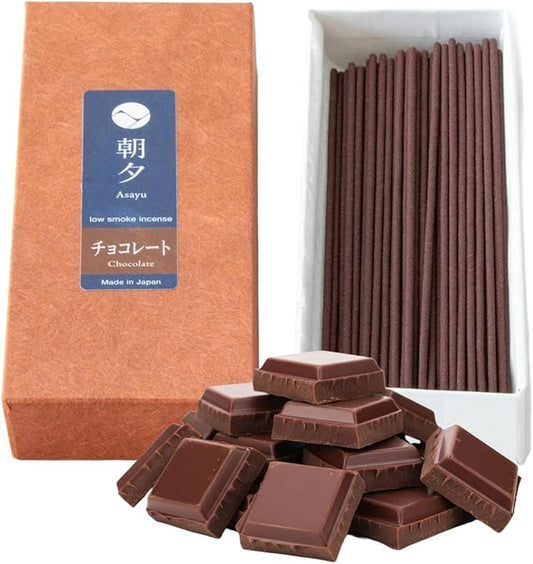Asayu Japan Incense Sticks with Low Smoke for Morning or Evening Meditation, Relax or Yoga, Made in Japan 40gr - Chocolate-Scent