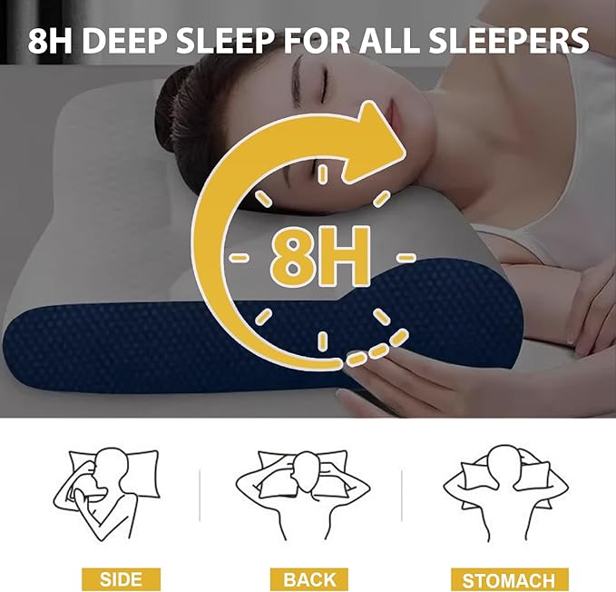 Cervical Neck Pillow, Ergonomic Sleep Enhancing Cervical Support Comfort Pure Cotton Pillow, 2025 Upgraded Full and Fuffy Memory Pillow