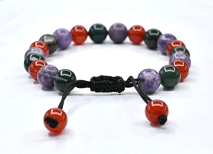 Natural Healing Crystal Bracelet for Women - Mens Bracelet Energy Balancing Gemstones Set - Adjustable Stone Bead Bracelet for Men and Women - Chakra Crystal Therapy Accessory, Meditation