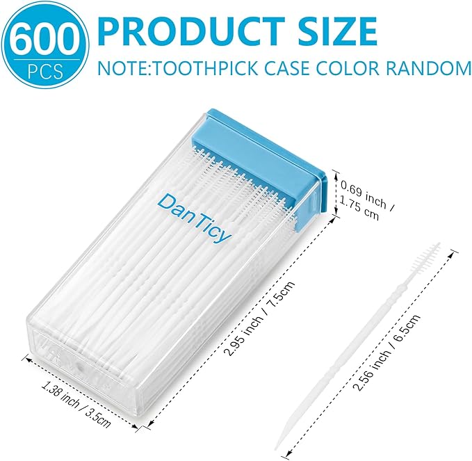 Brushpicks Interdental Toothpicks,Soft Bristle Dental Floss Picks Toothpicks,Helps Removes Plaque and Debris Between Your Teeth 600PCS (Pack of 5) Mixed Flavors