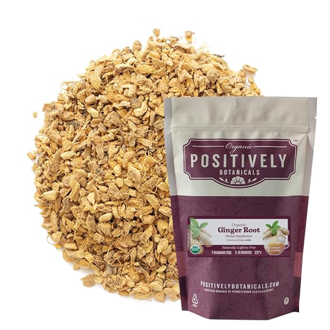 Organic Positively Botanicals Company, Ginger Root, Herbal Tea Loose Leaf Botanical, 16 Ounce