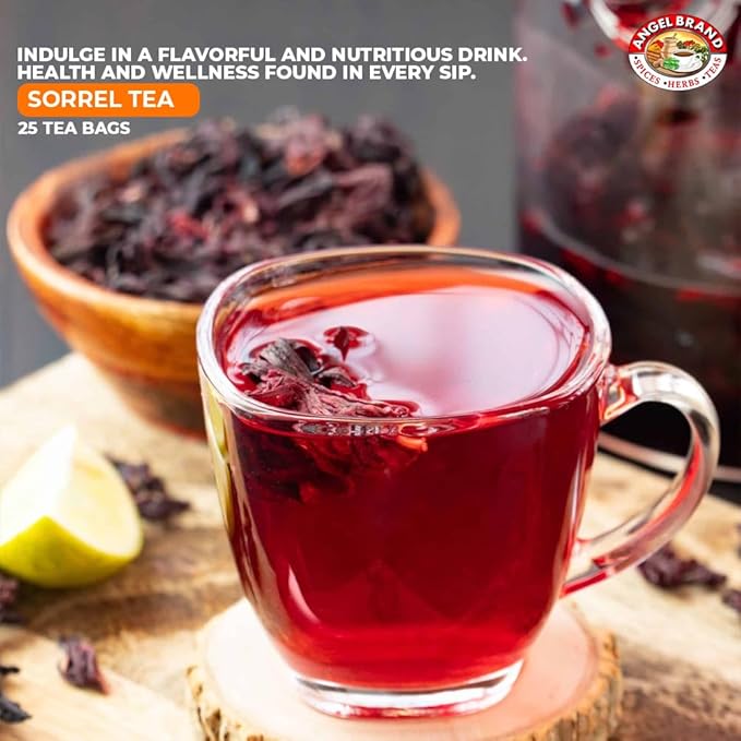 Angel Brand Sorrel Tea Bags 25 – Hibiscus Flower Tea for Refreshing Flavor &