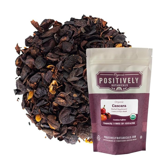 Organic Positively Botanicals Company, Cascara, Herbal Tea Loose Leaf Botanical, 4 Ounce