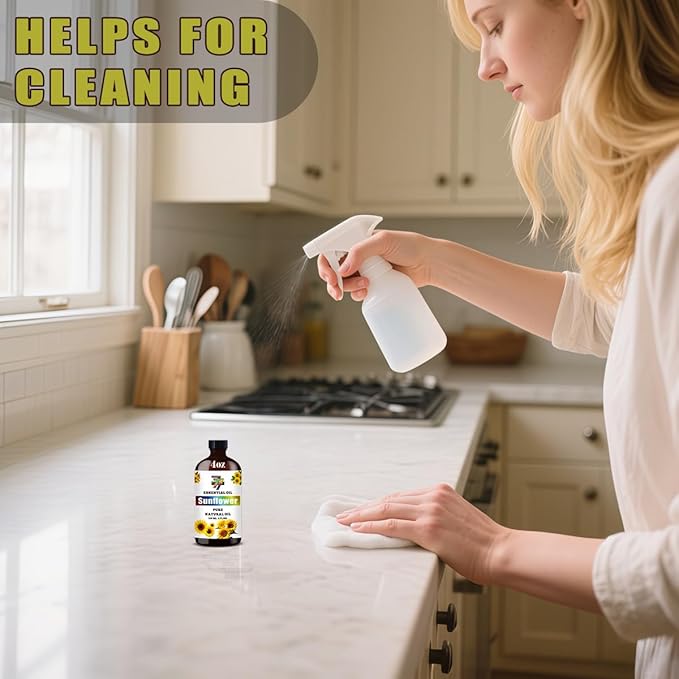 Sunflower Essential Oil (4 oz/120 ml) — Sunflower Oils for Aromatherapy, diffusers, humidifiers, Home fragrances, DIY Skincare, soap Making, DIY Candle Making, Relaxation, Yoga, and Meditation