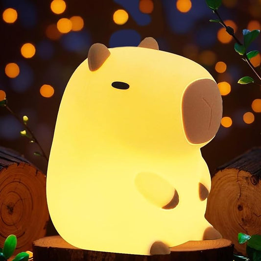 Cute Capybara Night Light, LED Squishy Night Lamp, 2 Levels Dimmable Nursery Nightlight, Rechargeable Touch Lamp, Dorm Decor, Funny Gifts (Normal)