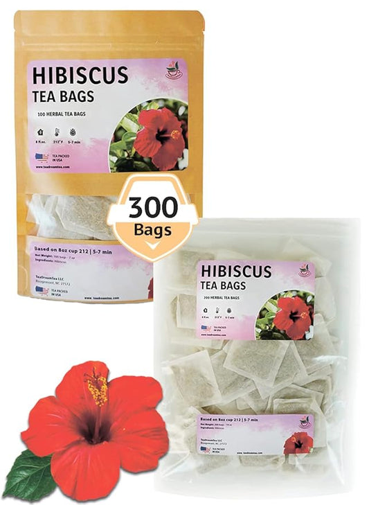TeaDreamTea Hibiscus Tea Bags | 300 Bleach-Free Tea Bags | Caffeine Free | Dried Hibiscus Flowers | Hibiscus Flower Tea | Dried Flower Tea | Herbal hibiscus