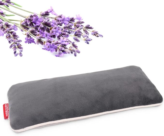 Lavender Weighted Eye Pillow for Yoga, Microwavable Moist Heat Eye Compress Mask Pillow with Washable Cover for Relaxation, Sleeping, Meditation, Yoga, Spa, Migraine Relief