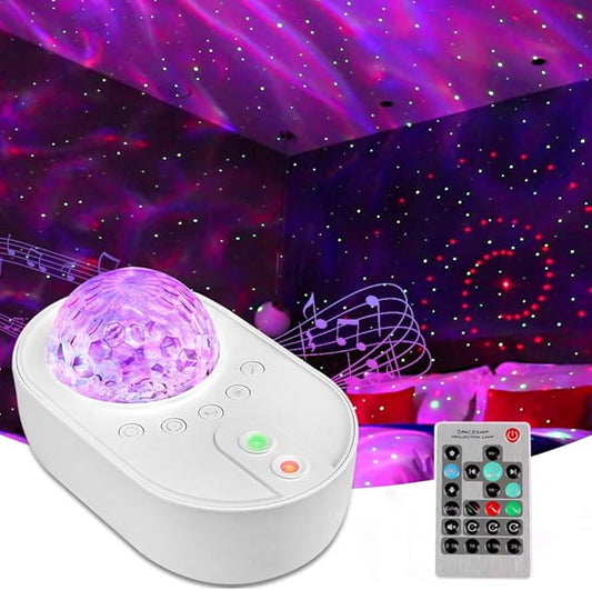 Galaxy Star Night Light Projector LED Ocean Wave Bluetooth Music Speaker with Remote Control for Bedroom, Home, Room Decor