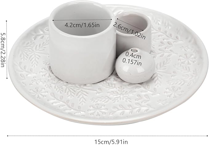 Ceramic Incense Holder Set with Decorative Tray, White, Intricate Pattern Design, 5.9x5.9x2 Inch, for Sticks, Cones, Palo Santo, Sage (White)