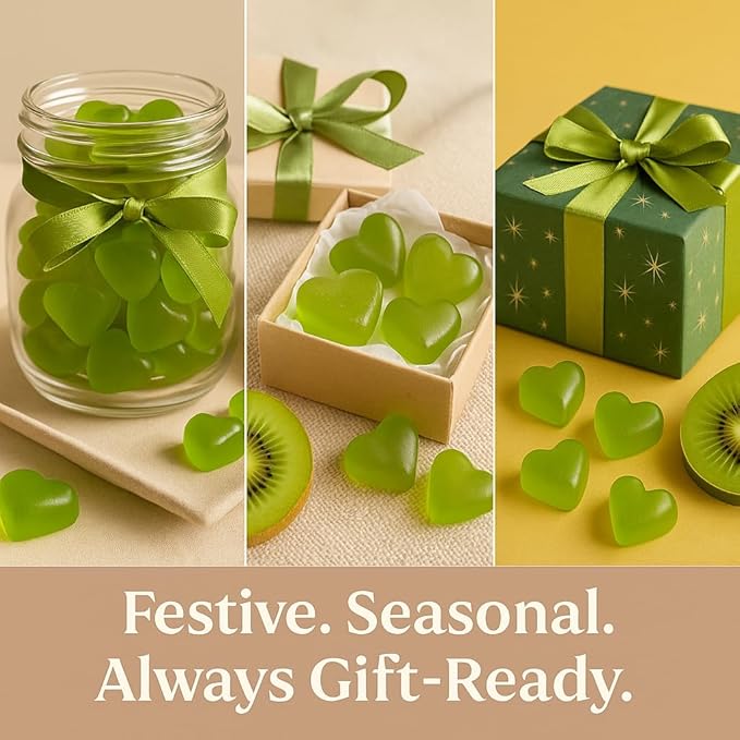 Confect Kiwi Sunburst Chews – Vegan Fruit Gummies – 6 Packs x 1.76 oz – Gluten-Free, No Corn Syrup, Heart Shape