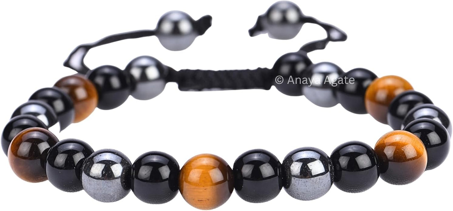 Energy Protection Crystal Handmade Adjustable Bead Bracelet Perfect for Men, Women’s Gift - Gemstone Healing Stretch Bracelet Pulsera Para Hombre Mujer Stocking Stuffer