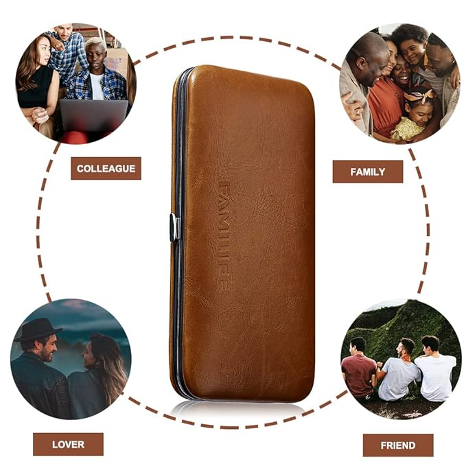 FAMILIFE Manicure Set, Professional Nail Kit Nail Clipper Set, 12PCS Stainless Steel Manicure Kit, with Brown Leather Travel Case Luxury Gifts for Him