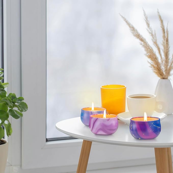 Hausware 3 Pack Scented Candles, 2.5 oz Aromatherapy Candles with Floral Scents,Soy Candles Set with 72H Burning Time,Ideal Gift for Womens(Lemon+Sage+Peony&Cherry Blossom)