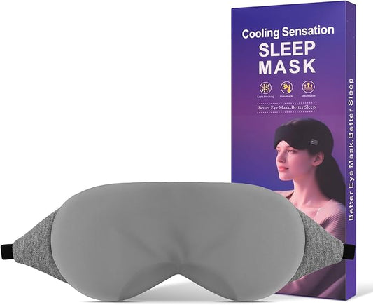 Cotton Sleep Mask for Side Sleepers Men & Women, Cool Touche Eye Mask with Memory Foam Nose Padding, Ultra Soft Blockout Eye Shade Cover,Sleep Mask for Sleeping, Travel, Nap (Gray)