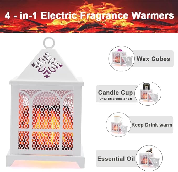 Dicimi Wax melt Warmer,4-in-1 Fireplace Wax Warmer,scentsy Wax Warmer for Scented Wax Cubes and Tarts or Fragrance Oils, Wax Burner for Home Office Bedroom Aromatherapy Present& Décor(House)