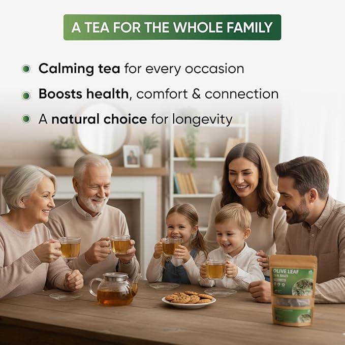 Olive Leaf Tea Bags – 100 Bags (Premium Dried Olive Leaf Tea - 100 Count), Natural Extract Caffeine-Free Herbal Tea for Health & Immune Support