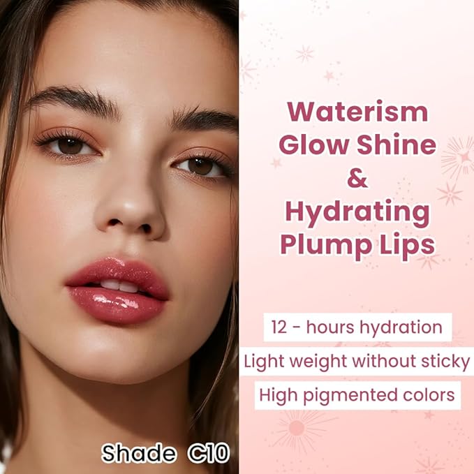 CATKIN Glossy Lip Balm Ultra Hydating Glow Lip Tinted Jelly Plumping Melting Balm Shea Butter Repair Soothing For Dry Lips 0.12 oz C10 HIBISCUS