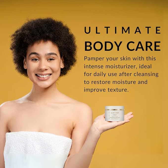 Flori Roberts Shea Nut Body Butter, Premium Moisturizer for Rough Dry Skin, Nourishing Body Cream for Women of Color or Darker Skin Tones, 8 oz