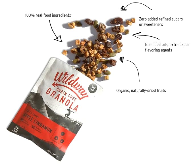 Wildway Keto Granola Snack Packs| Variety | Grain-Free Certified Gluten-Free Cereal | Vegan, Low Carb & No Sugar Added | Paleo-Friendly, Non-GMO Fruit & Nut Clusters | Nutrient-Rich Snack | 4 Pack
