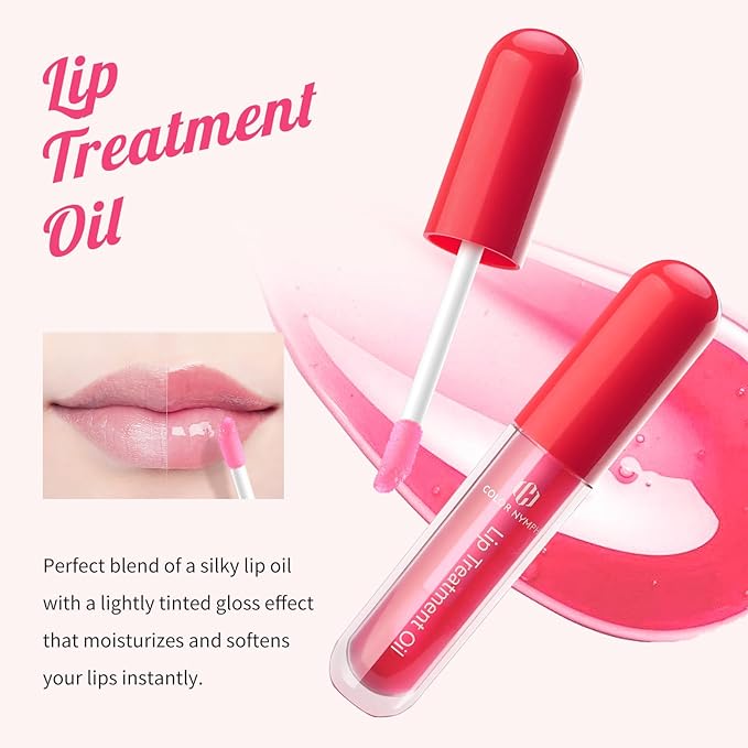 Color Nymph Lip Care Quad - Lip Balm, Overnight Lip Mask, Lip Treatment Oil & Lip Scrub, Intense Hydration Lip Set for Dry Chapped Cracked Lips, Exfoliate & Moisturize - 4 Piece Gift Set - Cherry