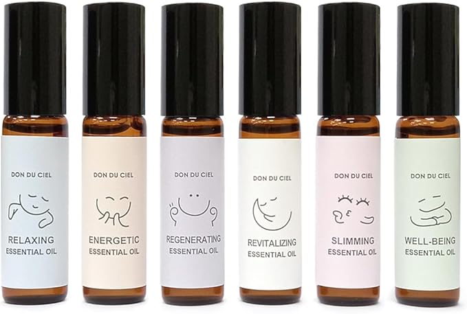 Essential Oil Roll On Blend, Orchid Oil Gift Set, Well-Being, Body Care, Massage, Relaxing, 6 Pack, 0.17oz, Elegant White