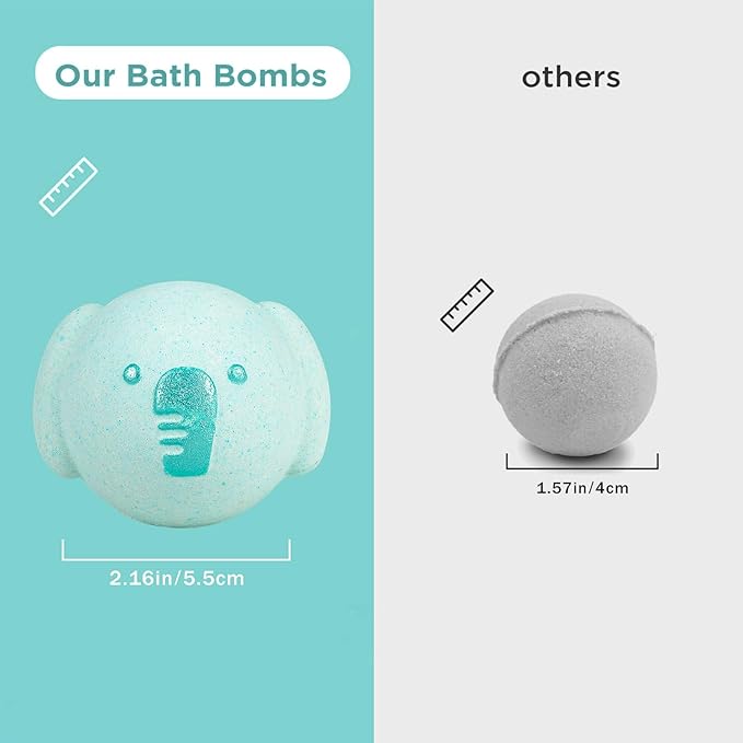 SHUCHING 14 Pcs Elephant Bath Bombs with Surprise Inside, Natural and Organic Bubble Bath Fizzy Balls, Birthday Christmas Halloween Gifts Set