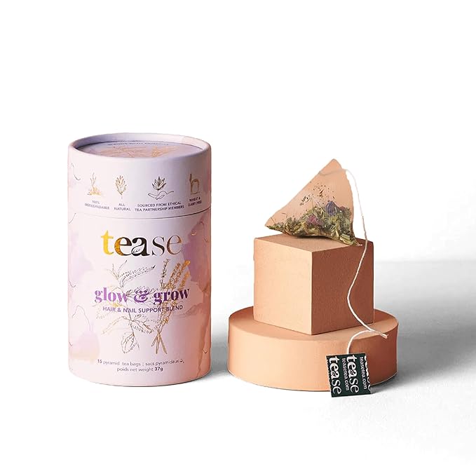 Tease Tea Organic Spearmint Glow & Grow Herbal Tea - Beauty, Nettle for Hair Growth, Caffeine Free for Healthier Hair, Nails, and Body