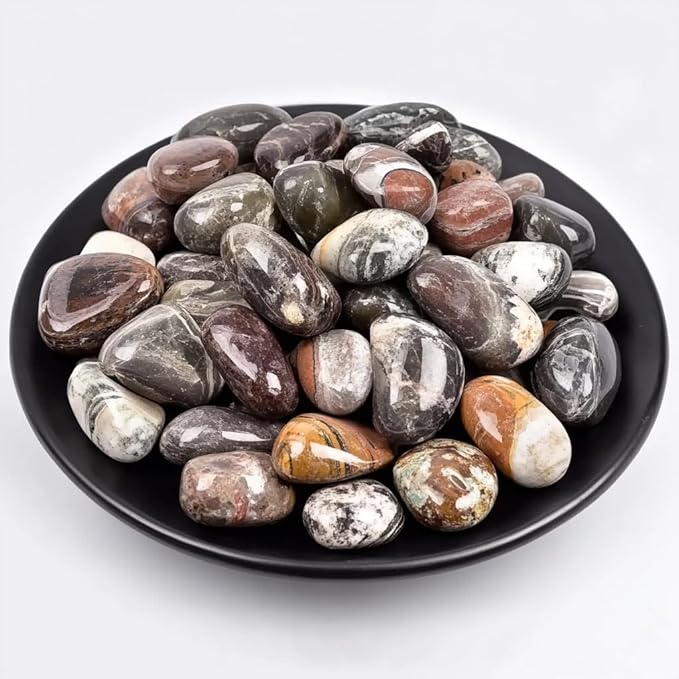 Leopardskin Jasper Healing Crystal Stone Set - 24 Pieces, 0.6" Natural & Polished Stones for Healing, Meditation, Reiki, Chakra, Crafting & Decoration