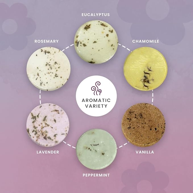 Shower Steamers Gift Set – 6 Aromatherapy Shower Bombs with Essential Oils – Relaxation & Stress Relief Spa Gift for Women & Men – Natural Self-Care Shower Fizzies – Home Spa Kit – De-Stress Scents