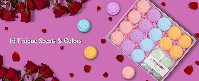 Bath Bombs for Women - 16 Pcs Handmade Natural Essential Oils Rose Bath Bombs, Home Spa Fizzies Bubble Bath, Birthday Gifts for Her Self Care Gifts for Mom Wife (16)