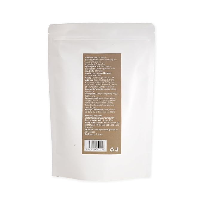 iTeaworld Jasmine Oolong Loose Leaf Tea, Fujian Anxi Tieguanyin Whole Leaf, Natural Jasmine Aroma, No Sugar & Additives, Hot & Cold Brew, Sealed Bag, 3.52oz