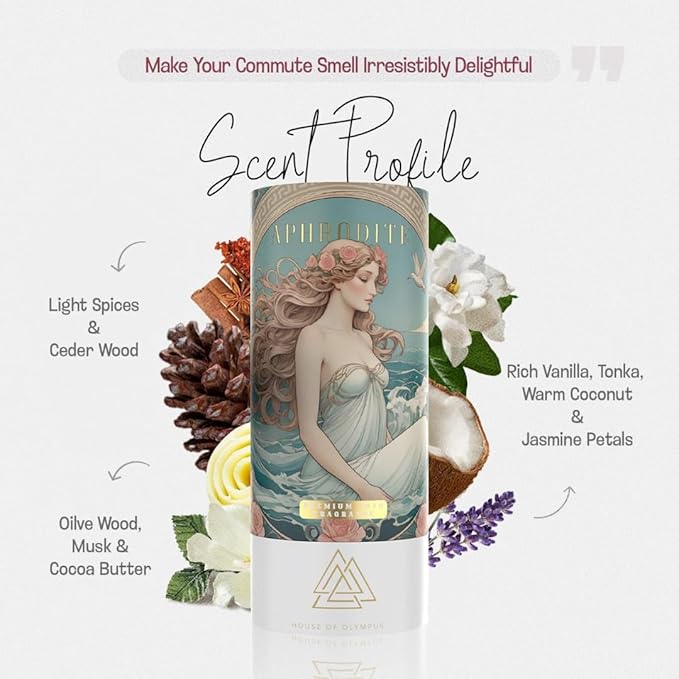 Car Air Freshener Gift Set for Car Lovers | 100% Natural Essential Oils | Luxury Car Scents by House of Olympus | Made in USA