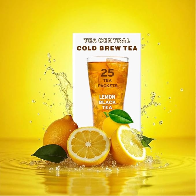 Life Plus Style Gourmet TEA CENTRAL Lemon Black Tea with Organic Ceylon Black Tea Lemon Unsweetened Iced Tea Refreshing Tea Beverages Natural Flavored Cold Brew Everyday Wellness Iced Drink 25 Tea Bags