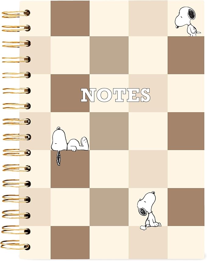 Graphique Snoopy Hardbound Spiral Journal, 160 Ruled Pages Hard Cover Notebook, Diary, Lists, Record Month and Date, Premium Paper, 6” x 8”