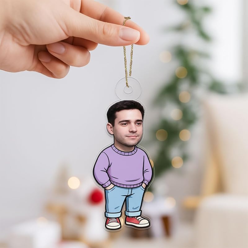 I'm Just A Chill Guy Ornament with Custom Photo, Funny Personalized Christmas Ornament, Holiday Humor Keepsake Acrylic Ornament – Personalized Christmas Tree Decoration, Custom