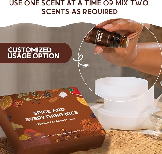 Folkulture Essential Oils for Home | Set of 3 (0.34 fl oz x 3) Fall Essential Oil for Relaxation | Chai Latte, Cider, Clove Essential Oil or Fall Scents for Meditation | Fall Essentials for Women