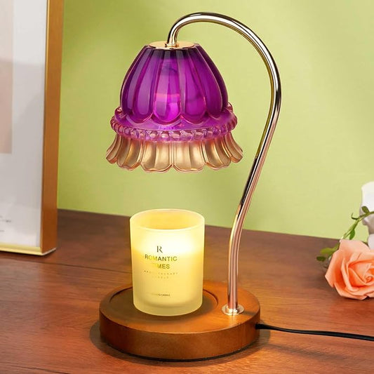 Flower Candle Warmer Lamp with Timer, Wax Warmer, Height Adjustable, Birthday Gifts for Women, Mom, Sister, Candle Lamp Warmer Gifts, Electric Dimmable Candle Warmer, Vintage Home Decor