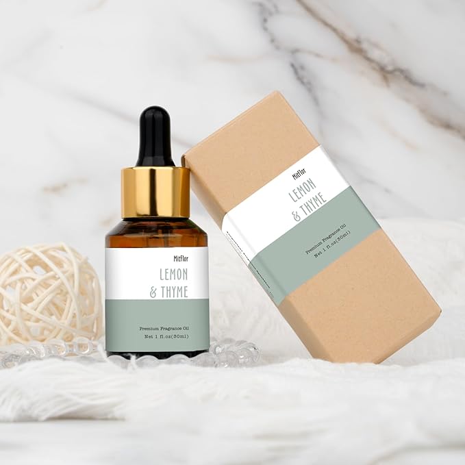Lemon & Thyme Fragrance Oil, MitFlor Single Scented Oil, Large Size Premium Grade Fragrance Oil for Soap & Candle Making, Hotel Collection Diffuser Oil, Citrusy & Herbal Scent for Home Fragrance, 30ml