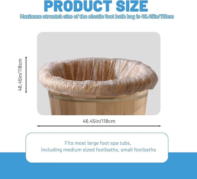 25Pcs Transparent Pedicure Liners, Disposable Unbreakable Cleansing Foot Pads Bath Pedi Liners, One Size Fits Most Foot Spa for Bath Pedicure Supplies Spa Kit with Elastic Band for Hotel Home Use