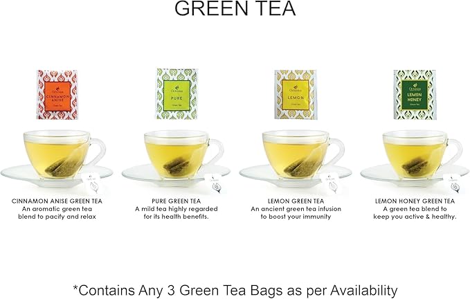 Octavius Green Tea Sampler Pack – 50 Premium Tea Bags, 3 Flavors: Cinnamon Anise, Lemon, Pure Green | Detox, Weight Loss, Antioxidants | Herbal Green Tea Variety Pack