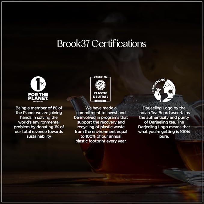 Brook37 BrainGlow Cacao Eco Herbal Tea - Botanical Tea with Roasted Cacao, Ashwagandha, Black Tea, Turmeric, Cinnamon & Ginger | Low Caffeine Chocolate Spice Tea | 20 Biodegradable Pyramid Bags | Elegant Gift for Tea Lovers