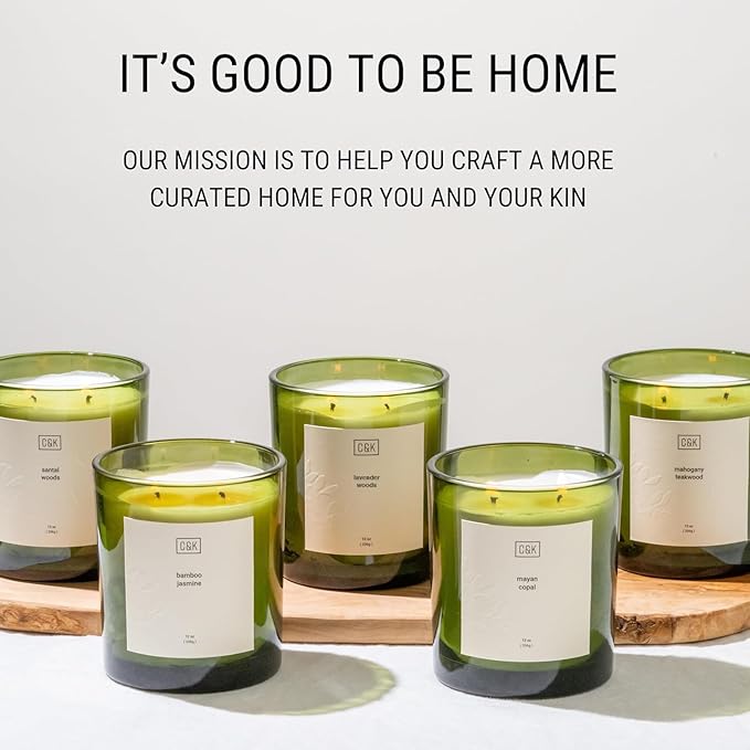 Craft & Kin Lavender Candle | 12oz Premium Lavender Woods Fall Scented Candles for Men and Women | Made with Natural Soy | Nature Collection