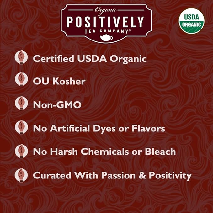 Organic Positively Tea Company, Blood Orange Vanilla Rooibos Tea Bags, 20 Count