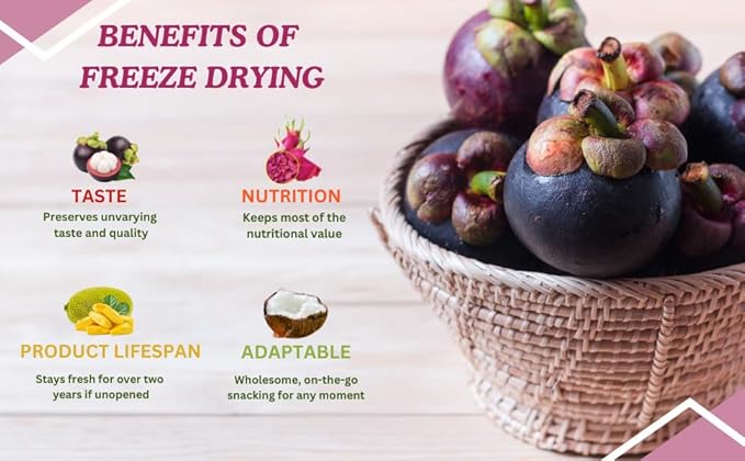 NOKKI FARM Freeze Dried Mangosteen - Healthy & Exotic Tropical Fruit Snacks, No Added Sugar or Preservatives, Kid-Approved, Shelf-Stable & Portable for On-The-Go Snacking - (Pack of 3)