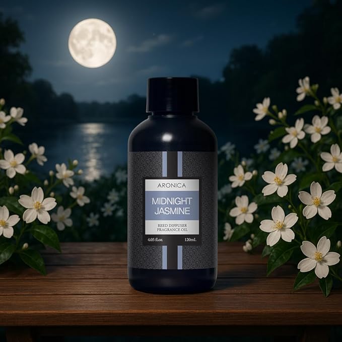 Aronica Reed Diffuser Oil Refill, 5.07oz, Midnight Jasmin - Fragrance Oil Diffuser Essential Oils Refills for Home