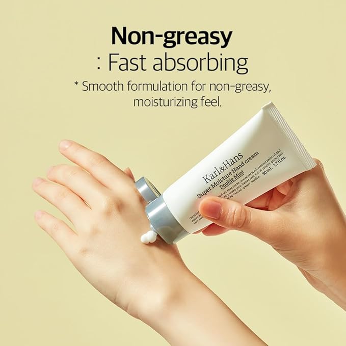 Karl&Hans Super Moisturizing Mint Vegan Hand Cream - Double Mint Scent with Shea Butter, Coconut Oil, Long-Lasting Refreshing Formula, Organic Daily Hand lotion for Dry Cracked Hands - 1.7 fl oz