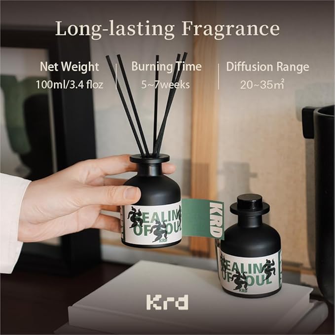KRD Series Tomato Reed Diffuser Set, 3.38 fl oz (100ml) Scented Oil Diffuser with 8 Natural Rattan Sticks, Long-Lasting Fragrance for Home Office Bathroom Decor