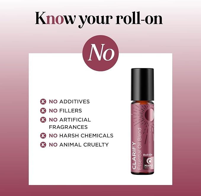 Maple Holistics Headache Essential Oil Roll On - Clarify Blend with Aromatherapy Oils Peppermint Rosemary and Lavender for Skin Relaxation Self Care 3-Pack