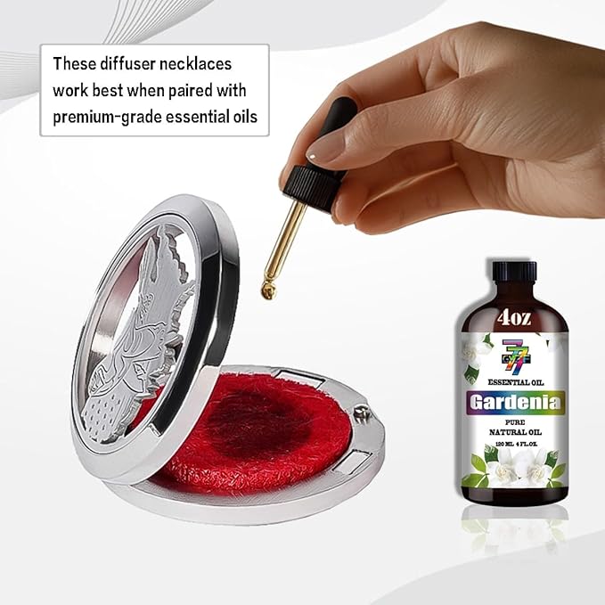 Aromatherapy Diffuser Necklace-Eagles Essential Oil Necklace,Aromatherapy Diffuser Pendant for Men and Women,Portable,Suitable for Yoga,Meditation,Travel,Stress Relief Gift(Silver 30mm)